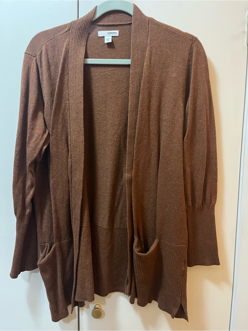 Sonoma Chestnut Brown Open-Front Pocket Cardigan - Picture 1 of 7